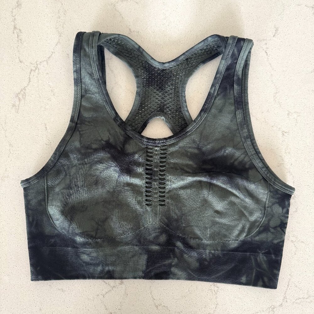 SoulCycle Green and Black Racerback Sports Bra